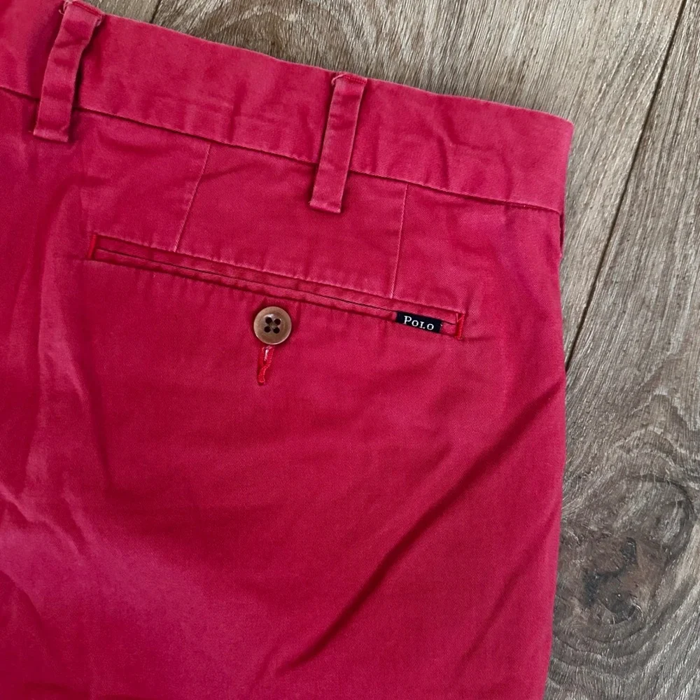 Polo Ralph Lauren Mens Red Stretch Chino Shorts Size 34 Cotton Blend Flat Front